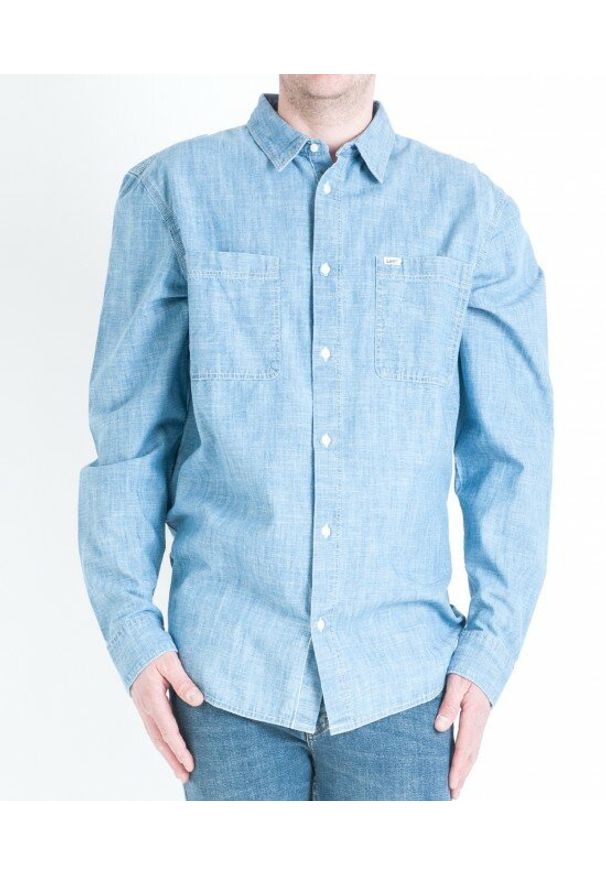 Lee - LEE WORKER SHIRT MĘSKA KOSZULA JEANSOWA JEANS WORKWEAR BLUE L67ZXQKR 112116999. Materiał: jeans