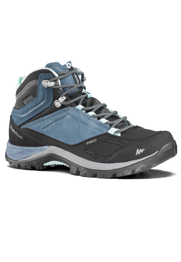 quechua - Buty turystyczne damskie Quechua MH500 Mid wodoodporne. Kolor: szary, wielokolorowy, niebieski. Materiał: kauczuk, skóra. Szerokość cholewki: normalna