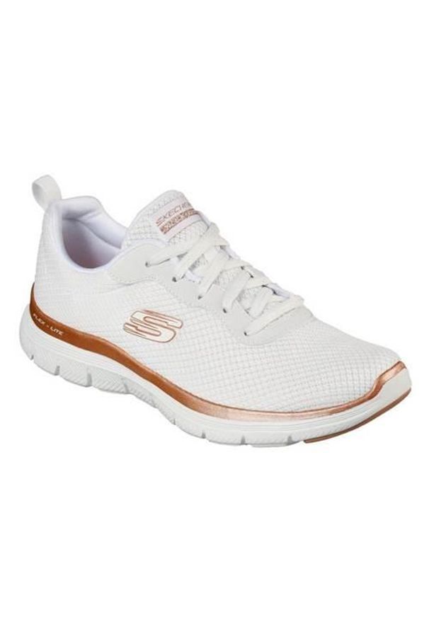 skechers - Buty do chodzenia damskie Skechers 12615WTRG. Kolor: biały. Materiał: tkanina, materiał. Szerokość cholewki: normalna. Sport: turystyka piesza