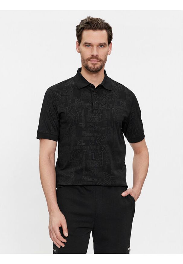 Karl Lagerfeld - KARL LAGERFELD Polo 745082 541224 Czarny Regular Fit. Typ kołnierza: polo. Kolor: czarny. Materiał: bawełna