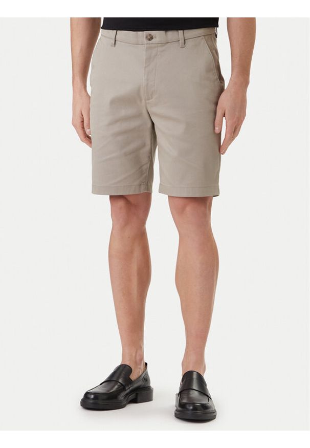 Calvin Klein Szorty materiałowe LV04LF601G Khaki Regular Fit. Kolor: brązowy. Materiał: bawełna