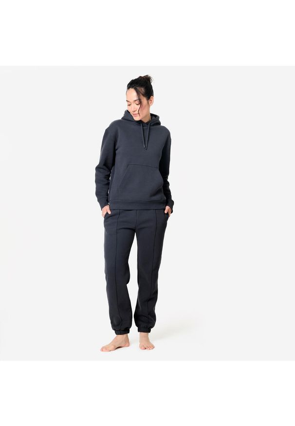 DOMYOS - Spodnie dresowe damskie Domyos Gym & Pilates. Kolor: szary. Materiał: poliester, bawełna, materiał. Sport: joga i pilates