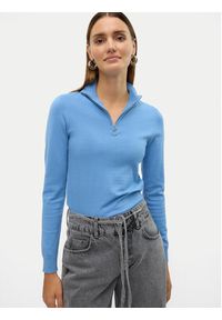 Vero Moda Sweter Happiness 10317993 Niebieski Slim Fit. Kolor: niebieski. Materiał: wiskoza, syntetyk #6