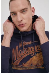 Premium by Jack&Jones Bluza męska kolor granatowy z kapturem z nadrukiem. Okazja: na co dzień. Typ kołnierza: kaptur. Kolor: niebieski. Wzór: nadruk. Styl: casual #2