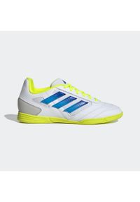 Adidas - Buty do piłki nożnej halowej dla dzieci ADIDAS Super Sala Futsal. Kolor: żółty, niebieski, wielokolorowy, biały. Materiał: kauczuk, syntetyk. Szerokość cholewki: normalna. Sport: piłka nożna