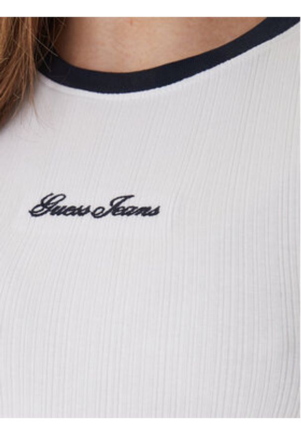 Guess Jeans T-Shirt W6GPA9 KF641 Biały Slim Fit. Kolor: biały