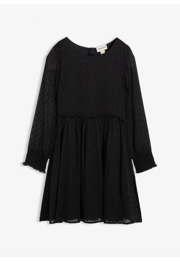 bonprix - Sukienka szyfonowa. Kolor: czarny. Materiał: szyfon