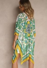 Renee - Żółte Ponczo Narzutka z Wiskozy i Jedwabiu w Stylu Boho Acera. Kolor: żółty. Materiał: jedwab, wiskoza. Sezon: lato. Styl: boho #4