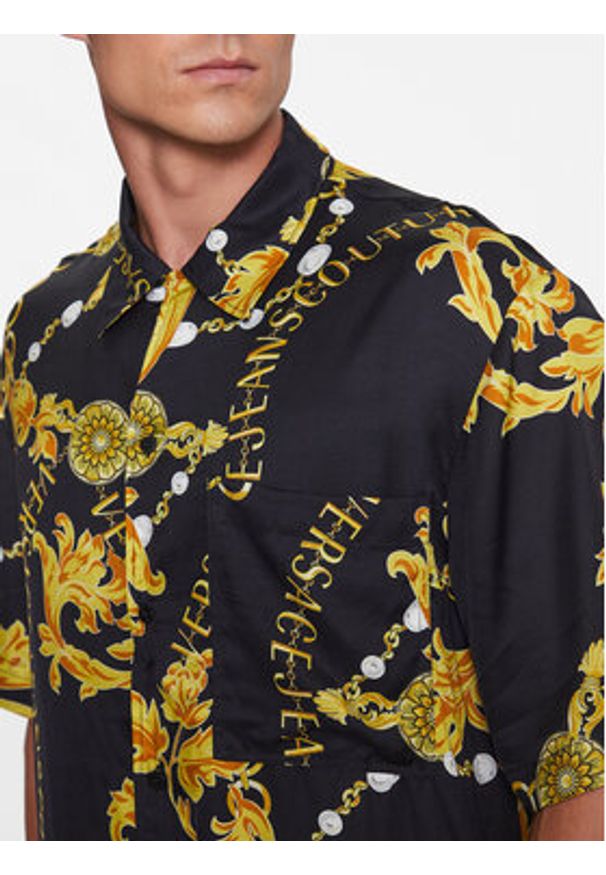Versace Jeans Couture Koszula 75GAL2B0 Czarny Regular Fit. Kolor: czarny. Materiał: wiskoza