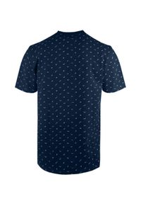 Męski T-Shirt, Dekolt z Guzikami - Pako Jeans - Granatowy, Drobny Wzór. Okazja: na co dzień. Kolor: niebieski. Materiał: bawełna. Styl: casual #3