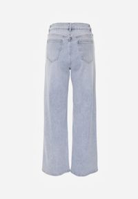 Renee - Niebieskie Szerokie Jeansy z Bawełny High Waist Vimalianna. Okazja: na co dzień. Stan: podwyższony. Kolor: niebieski. Styl: casual #5