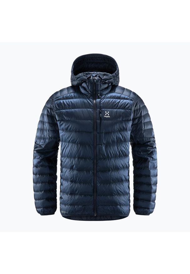 Kurtka turystyczna puchowa męska Haglöfs Roc Down Hood. Kolor: niebieski. Materiał: puch. Sport: turystyka piesza