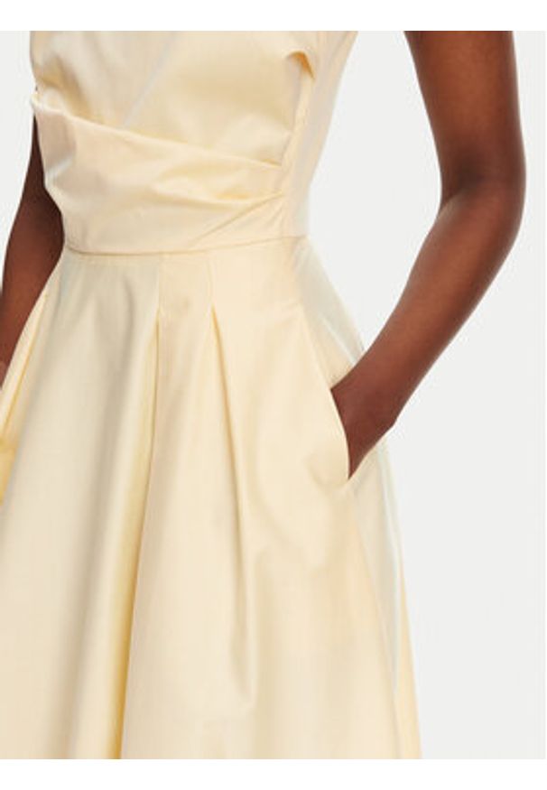 Elisabetta Franchi Sukienka koktajlowa ABT5252E2 DC7 Żółty Regular Fit. Kolor: żółty. Materiał: bawełna. Styl: wizytowy