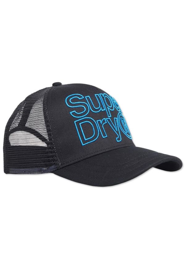 Stylowa czapka z daszkiem męska Superdry Lineman Trucker. Kolor: czarny. Materiał: bawełna. Styl: elegancki