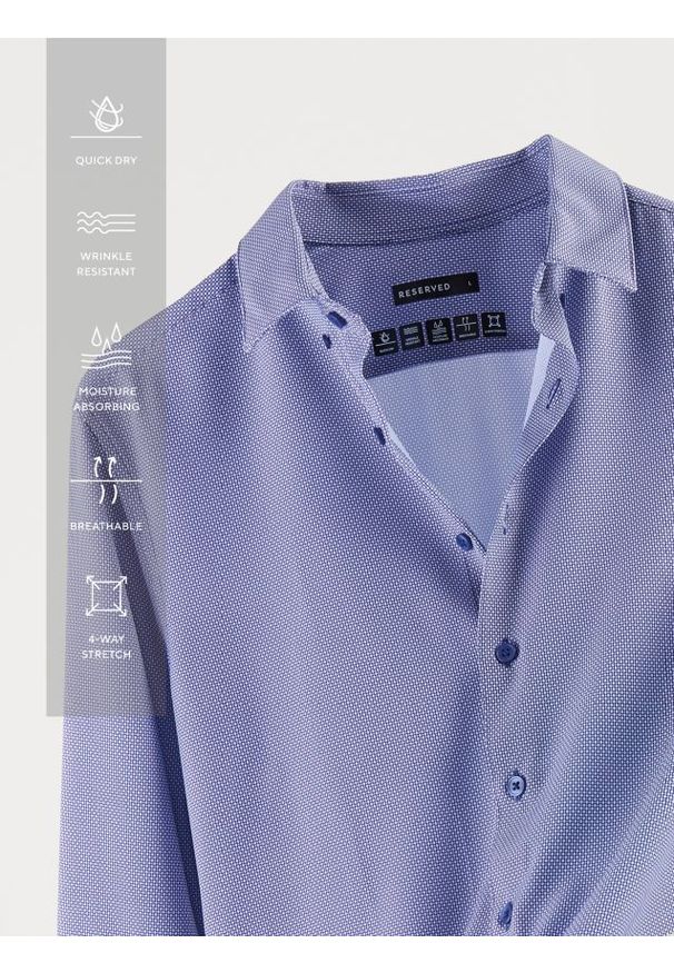Reserved - Koszula slim fit - granatowy. Kolor: niebieski. Materiał: tkanina