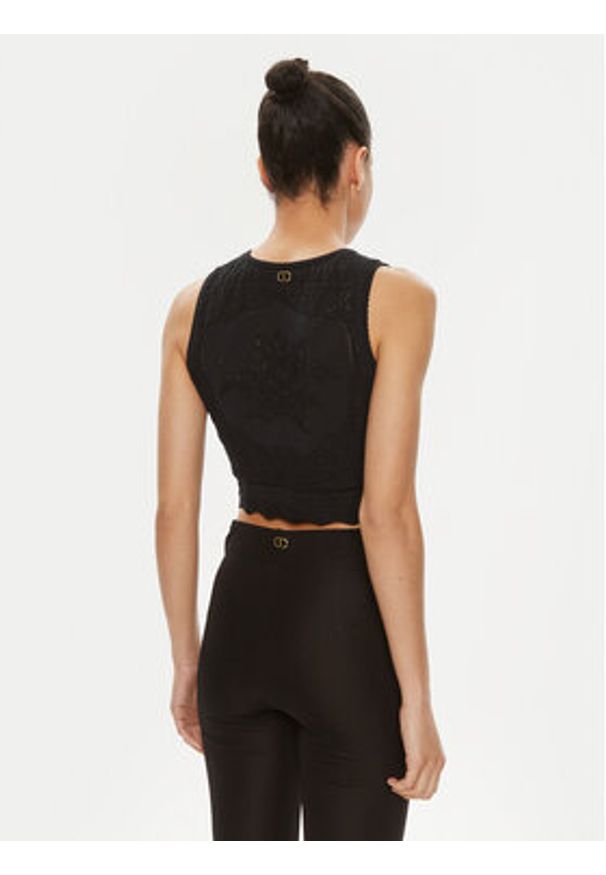 TwinSet - TWINSET Top 241TT3161 Czarny Slim Fit. Kolor: czarny. Materiał: syntetyk