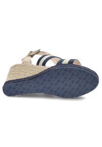Big-Star - Beżowe Sandały Big Star Stylowe Espadryle Damskie. Okazja: na spacer. Zapięcie: pasek. Kolor: beżowy. Materiał: materiał. Szerokość cholewki: normalna. Wzór: aplikacja. Sezon: lato. Obcas: na koturnie. Styl: elegancki #5
