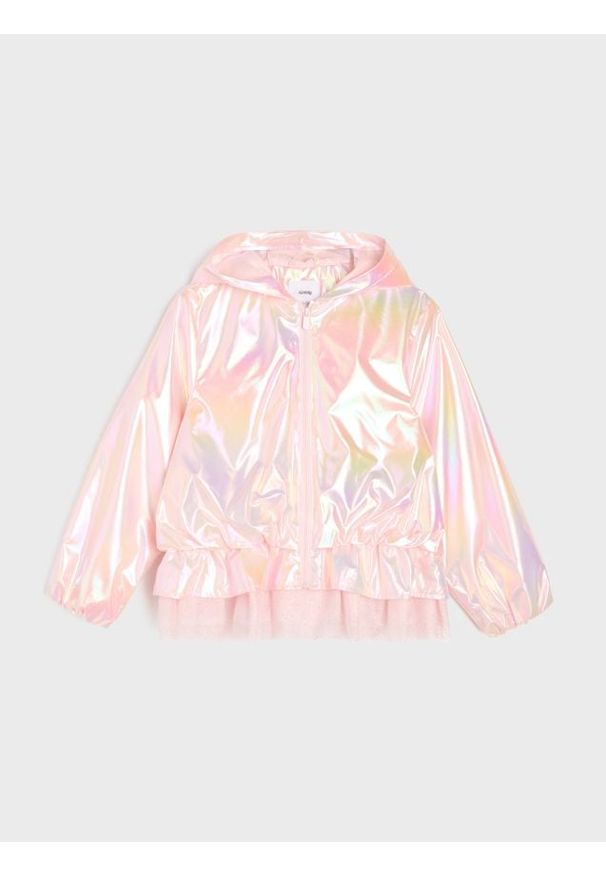 Sinsay - Kurtka wiatrówka z kapturem i ściągaczami - różowy. Typ kołnierza: kaptur. Kolor: różowy