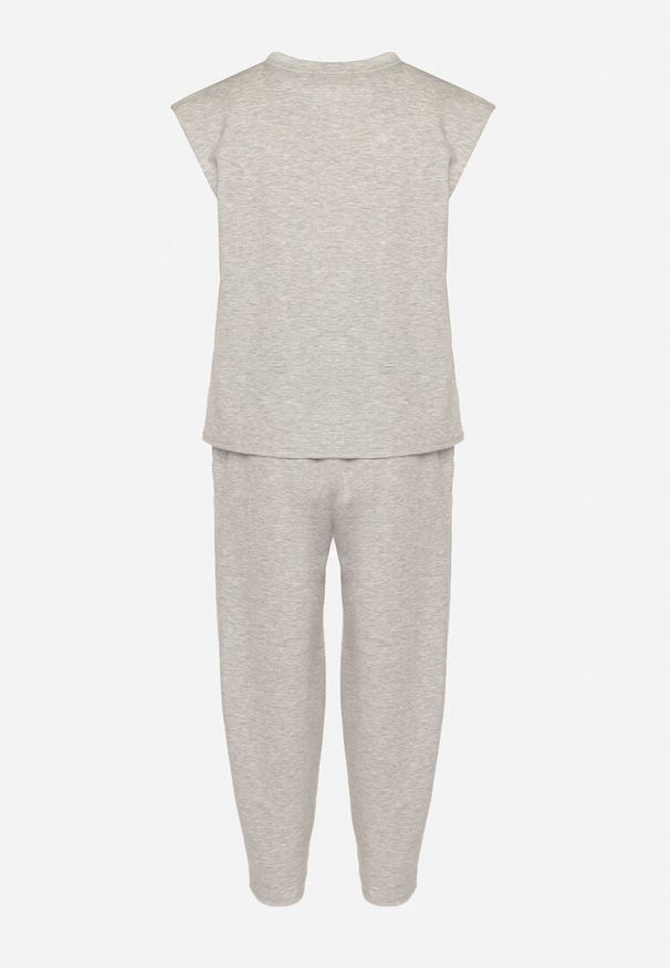 Born2be - Szary Komplet Dresowy z Wiskozą Bluzka Bez Rękawów i Spodnie z Gumką w Talii Nitadora. Kolor: szary. Materiał: wiskoza, dresówka. Sport: turystyka piesza