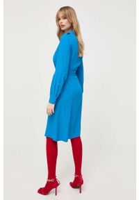 Pinko sukienka z domieszką jedwabiu kolor niebieski mini. Okazja: na co dzień. Kolor: niebieski. Materiał: jedwab. Długość rękawa: długi rękaw. Typ sukienki: proste. Styl: casual. Długość: mini #5