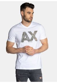 Koszulka męska biała Armani Exchange 3LZTBA ZJ5LZ 1100. Kolor: biały