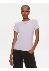 Tommy Jeans T-Shirt Essential DW0DW17383 Fioletowy Slim Fit. Kolor: fioletowy. Materiał: bawełna #1