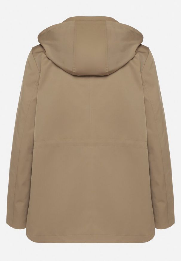 Born2be - Ciemnozielona Kurtka Parka ze Ściągaczem w Talii i Odpinanym Kapturem Elanoreta. Okazja: na co dzień. Kolor: zielony. Materiał: jeans. Styl: elegancki, casual