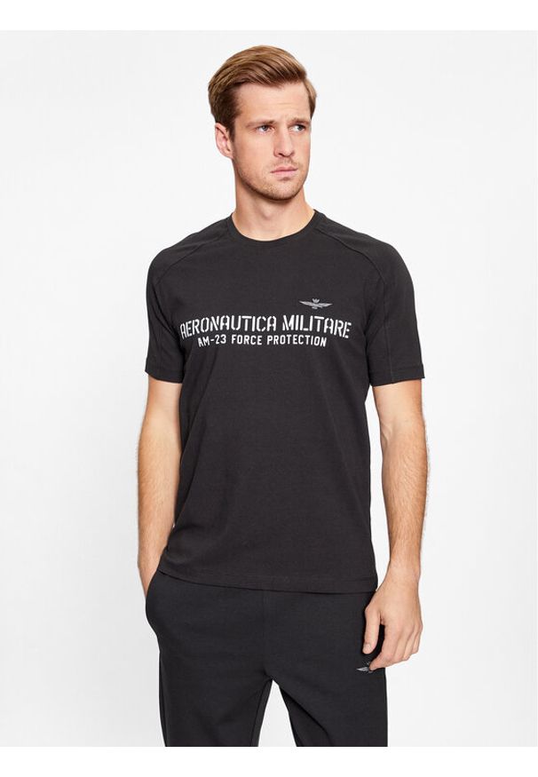 Aeronautica Militare T-Shirt 232TS2149J612 Czarny Regular Fit. Kolor: czarny. Materiał: bawełna