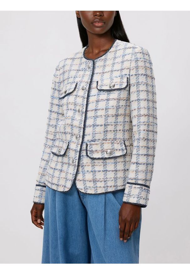 Reserved - Marynarka z ozdobnymi kieszeniami - złamana biel. Materiał: tkanina