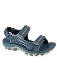 Sandały Merrell Huntington Sport Convert Sandal W J500332 niebieskie. Zapięcie: rzepy. Kolor: niebieski. Materiał: guma, skóra, materiał, syntetyk, tkanina. Styl: sportowy