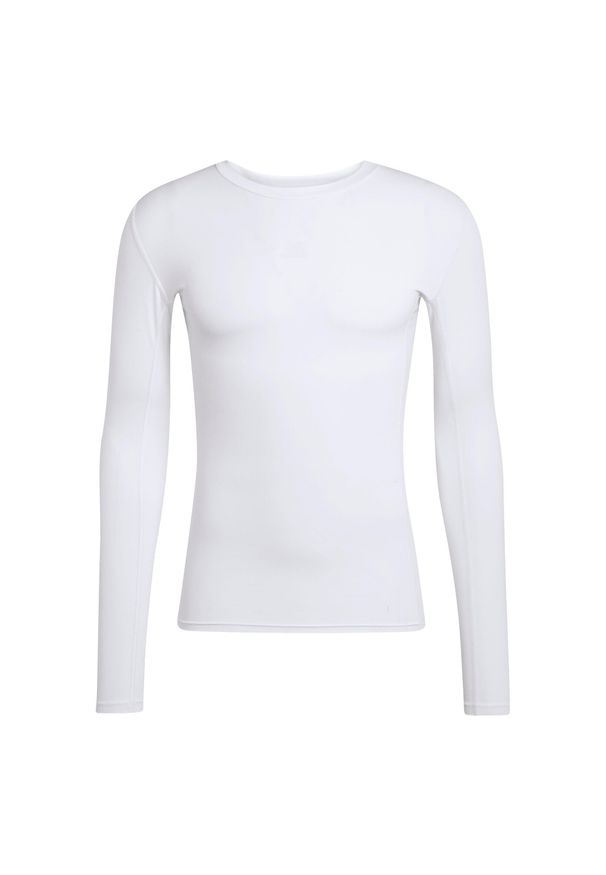 Adidas - Koszulka z długim rękawem adidas Techfit. Kolor: biały. Długość rękawa: długi rękaw. Technologia: Techfit (Adidas). Długość: długie. Sport: fitness, piłka nożna