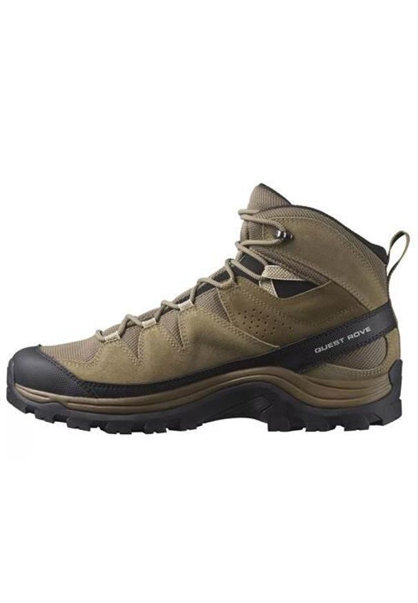 salomon - Buty trekkingowe męskie Salomon Quest Rove Mid Gtx. Wysokość cholewki: za kostkę. Zapięcie: sznurówki. Kolor: brązowy. Materiał: guma, materiał, tkanina, syntetyk. Szerokość cholewki: normalna