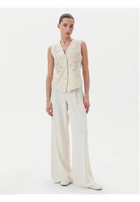 TwinSet - TWINSET Kamizelka 251TP2161 Beżowy Slim Fit. Kolor: beżowy. Materiał: len #2