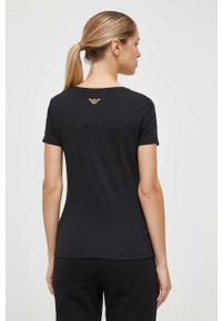 EA7 Emporio Armani t-shirt damski kolor czarny. Kolor: czarny. Materiał: dzianina. Długość rękawa: krótki rękaw. Długość: krótkie. Wzór: nadruk, aplikacja. Styl: klasyczny #3