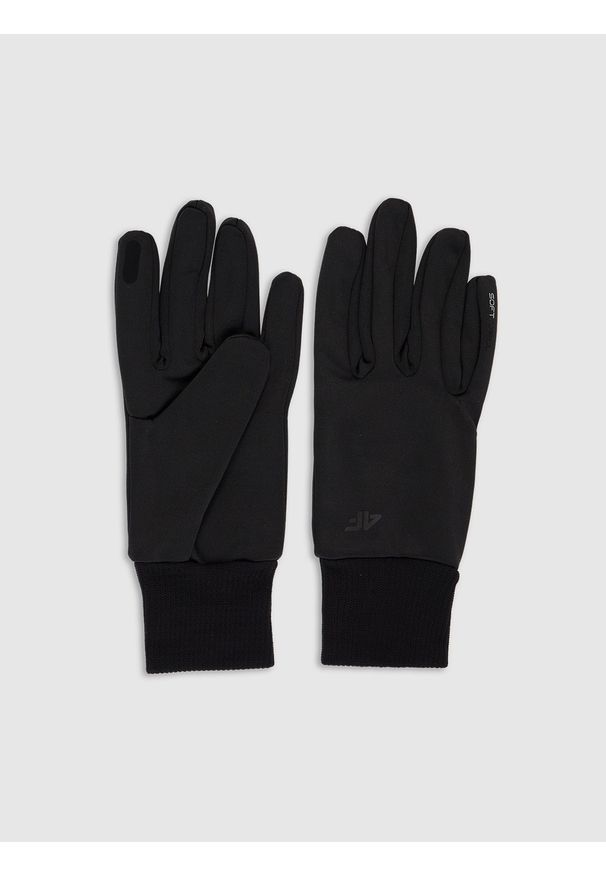 4f - 4F Rękawiczki softshellowe Touch Screen uniseks - czarne XL. Kolor: czarny. Materiał: softshell, syntetyk, materiał. Technologia: Windstopper. Sezon: zima. Sport: narciarstwo, turystyka piesza