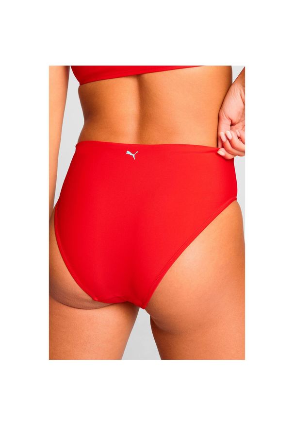 Puma - Dół od bikini z wysokim stanem, czerwony. Stan: podwyższony. Kolor: czerwony. Materiał: poliester