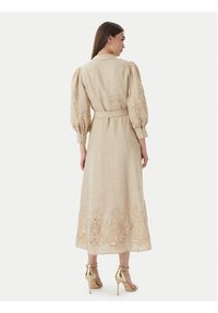 Luisa Spagnoli Sukienka koktajlowa Provina 542925 Beżowy Regular Fit. Kolor: beżowy. Materiał: len. Styl: wizytowy #4