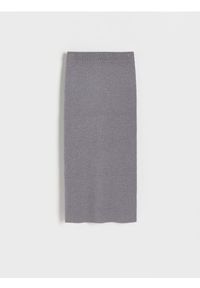 Reserved - Dopasowana spódnica midi - szary. Kolor: szary. Materiał: wiskoza, dzianina. Wzór: gładki #1