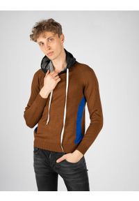 Takeshy Kurosawa Sweter "With Hood" | 83149 | Maglia | Mężczyzna | Brązowy. Okazja: na co dzień. Kolor: brązowy. Materiał: akryl, wełna. Wzór: aplikacja. Styl: casual #5