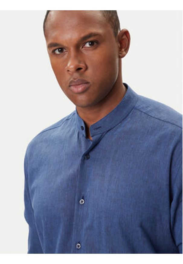 Karl Lagerfeld - KARL LAGERFELD Koszula 605035 552627 Granatowy Regular Fit. Typ kołnierza: dekolt w karo. Kolor: niebieski. Materiał: bawełna