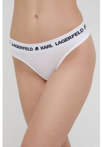 Karl Lagerfeld stringi (2-pack) kolor biały. Kolor: biały. Materiał: materiał