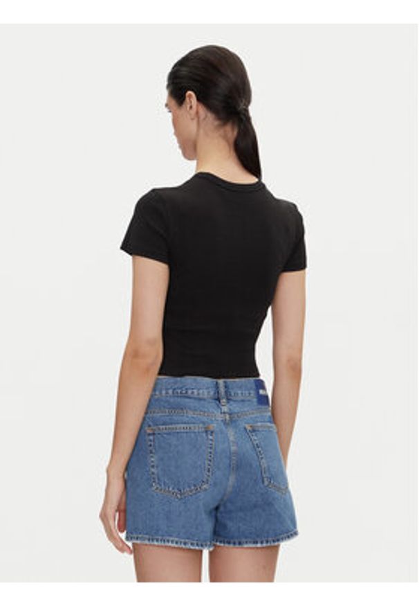Hugo - HUGO T-Shirt Delanor_2 50539132 Czarny Cropped Fit. Kolor: czarny. Materiał: bawełna