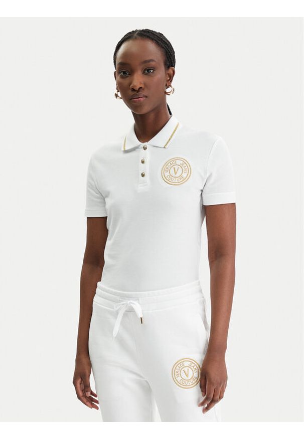 Versace Jeans Couture Polo 80HAGT02 CJ01T Biały Regular Fit. Typ kołnierza: polo. Kolor: biały. Materiał: bawełna