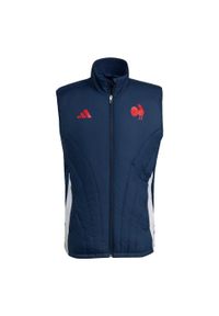 Adidas - Bezrękawnik France. Kolor: niebieski. Długość rękawa: bez rękawów. Sport: piłka nożna