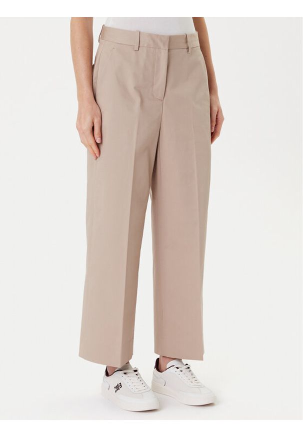 TOMMY HILFIGER - Tommy Hilfiger Spodnie materiałowe WW0WW45791 Beżowy Wide Leg. Kolor: beżowy. Materiał: bawełna