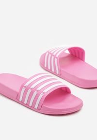 Born2be - Różowe Piankowe Klapki w Sportowym Stylu Zdobione Paskami Elitelle. Okazja: na co dzień. Kolor: różowy. Materiał: jeans. Wzór: aplikacja. Styl: sportowy #5