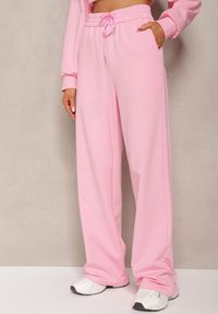 Renee - Różowe Szerokie Spodnie Dresowe z Elastycznej Bawełny Niarti. Kolor: różowy. Materiał: bawełna, dresówka #4