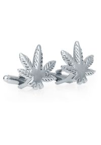 Modini - Srebrne spinki do mankietów - liście konopi A288. Kolor: srebrny #1