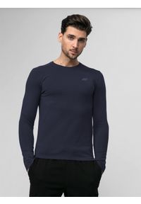 4f - Longsleeve slim gładki męski. Kolor: niebieski. Materiał: dzianina. Długość rękawa: długi rękaw. Wzór: gładki #1