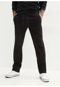 bonprix - Spodnie chino ze stretchem i gumką w talii, Regular Fit Straight. Kolor: czarny